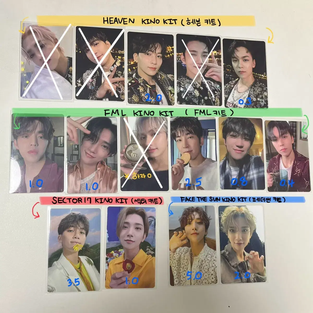 세븐틴 키트 포카 헤븐 fml 섹터 페더썬 에스쿱스원우정한조슈아 키노앨범