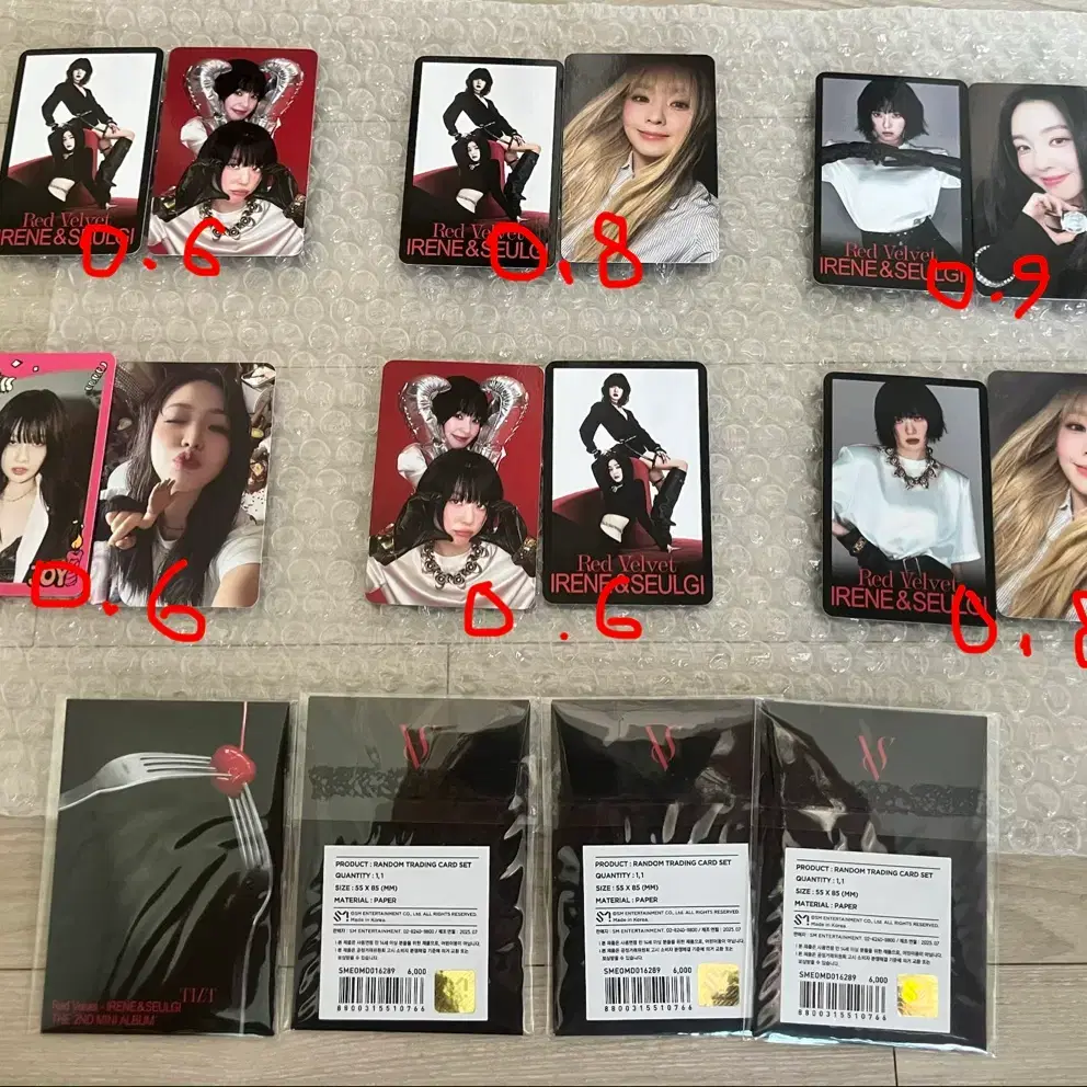 레드벨벳 트레카 포카 벌스데이 틸트 아슬 아이린 슬기 예리 조이 굿즈