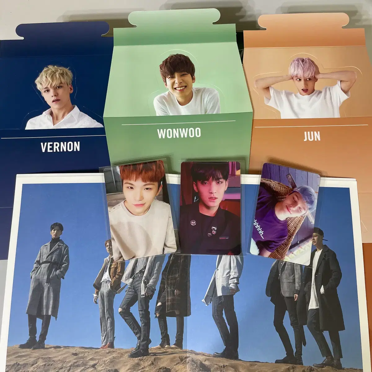 세븐틴 틴에이지 원우, 민규, 우지, 준, 버논 포카 및 구성품