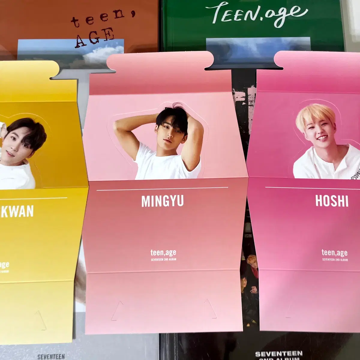 세븐틴 틴에이지 민규, 호시, 우지, 디에잇, 승관 포카 및 구성품 3