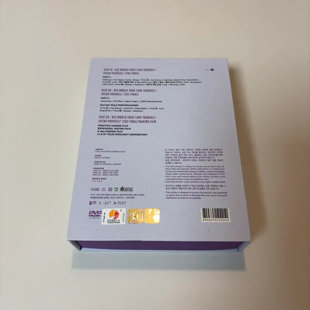 방탄 bts 럽셀 스픽콘 파이널 스파콘 디비디 dvd 지민 미니 포카 5