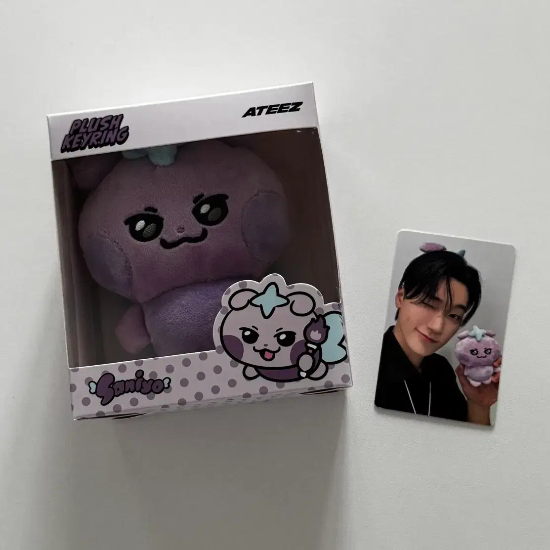 라인프렌즈 마이티즈 ateez 사니요 깜요 플러시키링 산우영(포카포함) 2